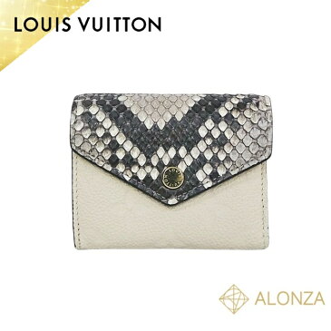 【Aランク】LOUIS VUITTON(ルイヴィトン) ポルトフォイユ ゾエ モノグラムアンプラント レザー パイソン N96319 三つ折り財布 コンパクトウォレット