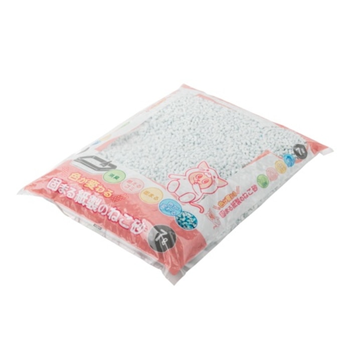 綿半プライベートブランド [取寄10][まとめ買い]【6個セット】色が変わる固まる紙製の猫砂 7L [4589458464429]