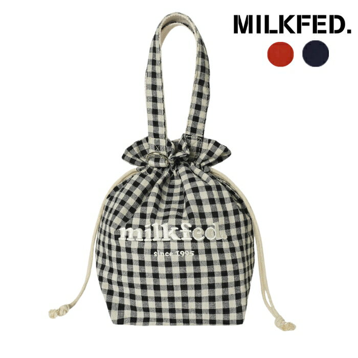 ミルクフェド MILKFED. GINGHAM DRAWSTRING COOLER BAG ランチバッグ 巾着バッグ お弁当袋 お弁当巾着103241053010 ギンガムチェック