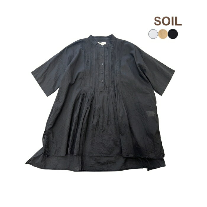  SOIL ソイル COTTON VOILE LACE & PINTUCK BANDED COLLAR SHORT/SL PINTUCK SHIRT レディース コットン バンドカラー シャツNSL24031