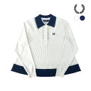 【5と0のつく日はポイント15倍】フレッドペリー FRED PERRY レディース F7246 KNITTED PLEATED LONG-SLEEVE SHIRT プリーツ ニットポロ シャツ ブラウス 長袖