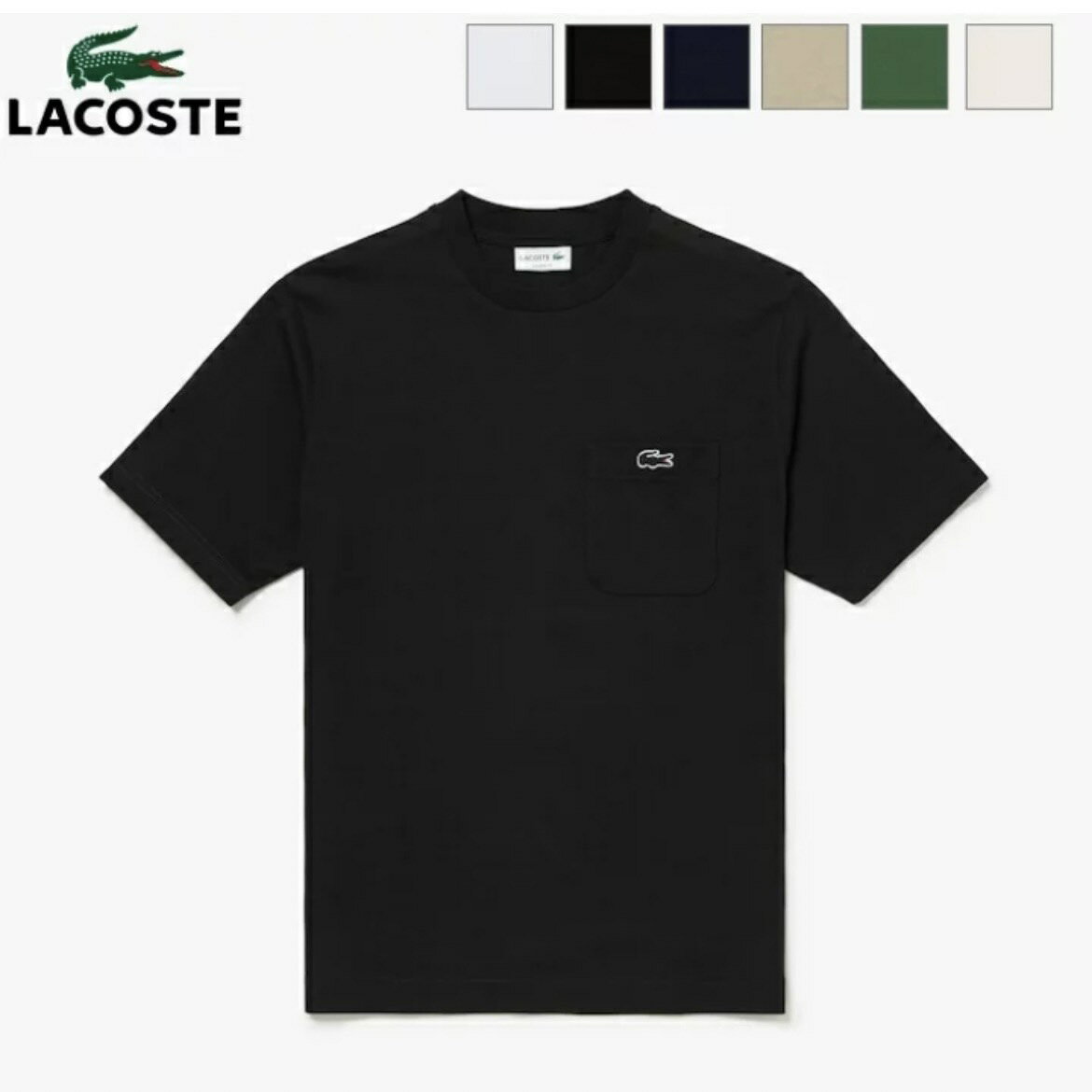 LACOSTE ラコステ レディース対応 メンズ アウトラインクロックポケットTシャツ クルーネック 半袖　TH5807-99　TH5581-99