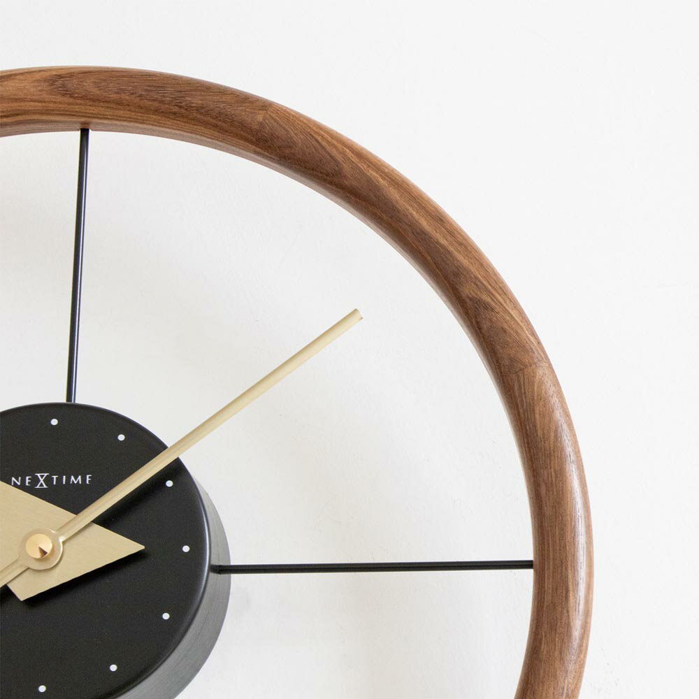 壁時計 掛時計 NEXTIME ネクスタイム ウォールクロック Hoop BK ブラック / NXT-J056 ナチュラル ウッド Past Present Series