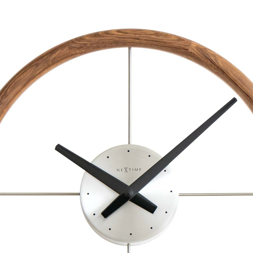 壁時計 掛時計 NEXTIME ネクスタイム ウォールクロック Hoop AL シルバー / NXT-J058 ナチュラル ウッド Past Present Series