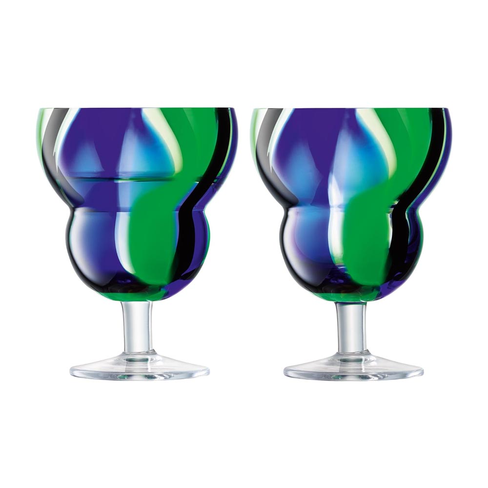 Rakuten - LSA Folk Water Wine Glass ウォーター＆ワイングラス G1773-08-124 ブラック・ブルー・グリーン 230ml×2個セット LFK03 / エルエスエー ガラス