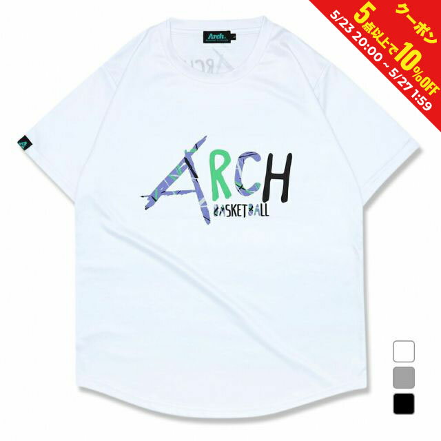 Arch upright block A tee [DRY]【black】 バスケ 半袖Tシャツ ユニセックス ポリエステル100% ブラック S M L XL XXL t123-163