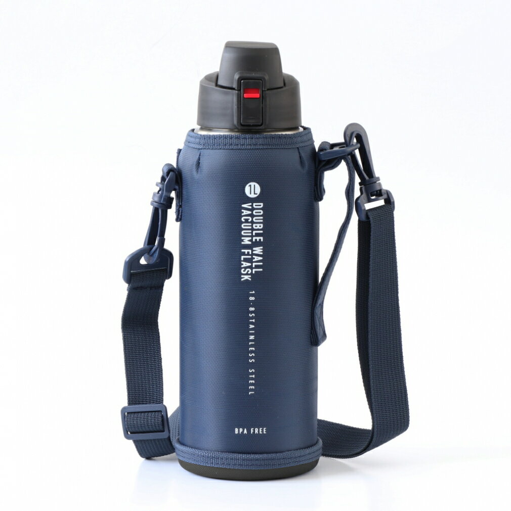 最大10％OFFクーポン 【10/4〜10/10】 イグニオ 水筒 ステンレスボトル 1L ブルー IGNIOのサムネイル