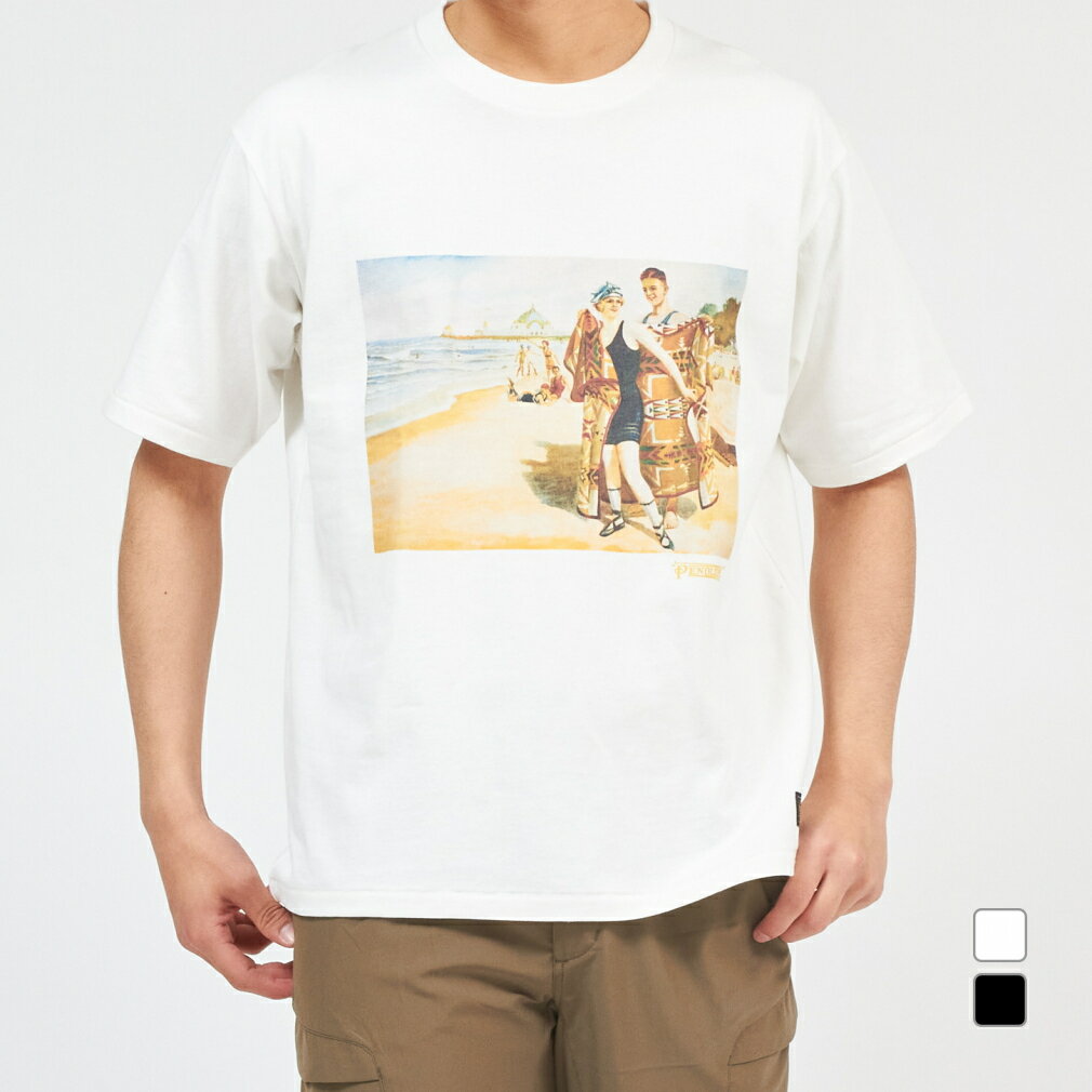 ロゴス アウトドア 半袖Tシャツ Vintage Poster Tee-Vintage Beach 0275-0010 LOGOS 2303_mo