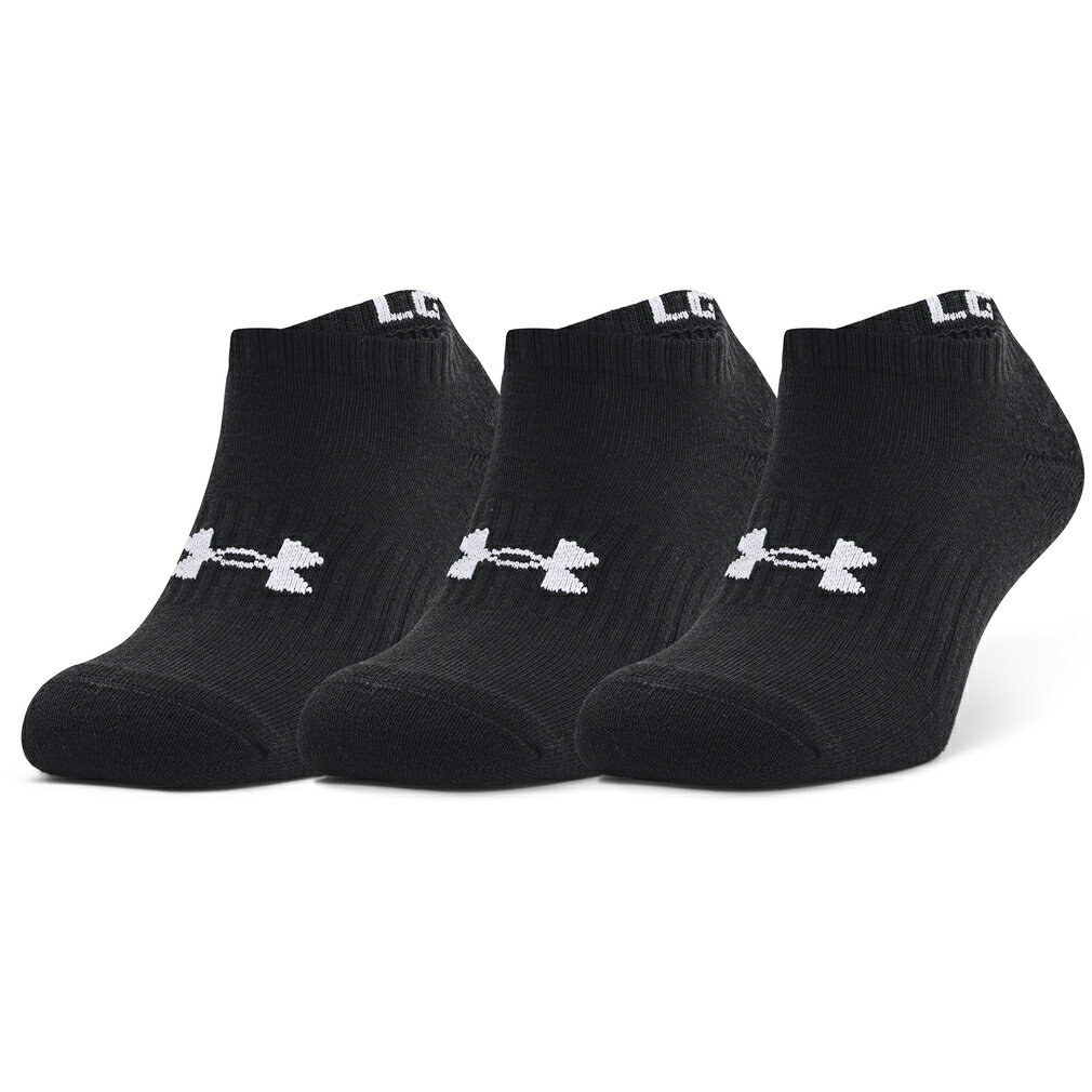 アンダーアーマー 3P ソックス UA コットン ノーショー 3Pk 1363241 001 3足組 靴下 : ブラック UNDER ARMOUR