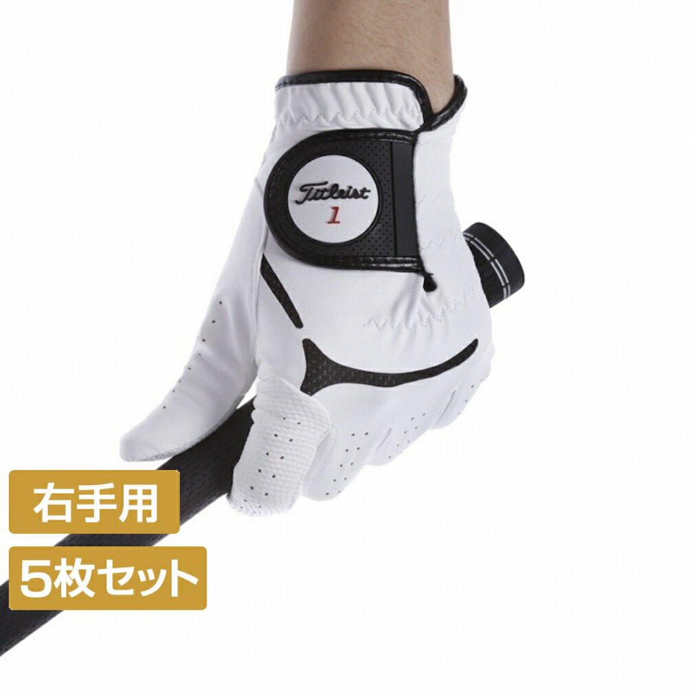 最大10％OFFクーポン 【11/16】 5枚セット タイトリスト ゴルフグローブ 19 スーパーグリップ 右手用 9683377208 驚異的なグリップ力と高い高い耐久性 メンズ ホワイト Titleist