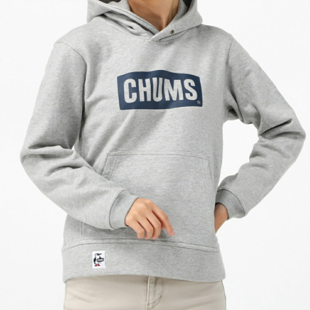 チャムス レディース アウトドア ウェア パーカー CHUMS Logo Pullover Parka CH10-1302 G050 : グレー×ネイビー CHUMS