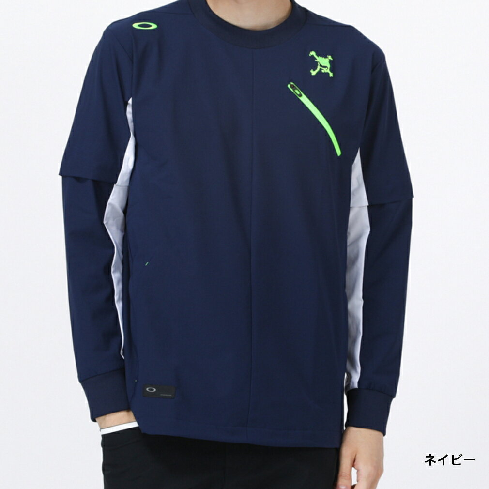 オークリー ゴルフウェア 長袖ウインドブレーカー 春 夏 SKULL WATER RESISTANT PULLOVER (FOA403496) 水分侵入防ぐストレッチジャケット メンズ OAKLEY