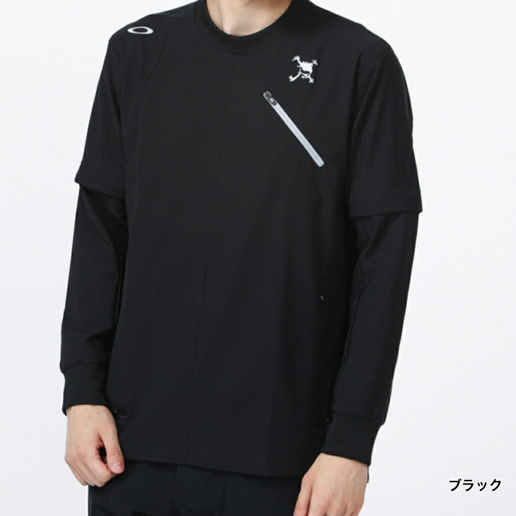 オークリー ゴルフウェア 長袖ウインドブレーカー 春 夏 SKULL WATER RESISTANT PULLOVER (FOA403496) 水分侵入防ぐストレッチジャケット メンズ OAKLEY