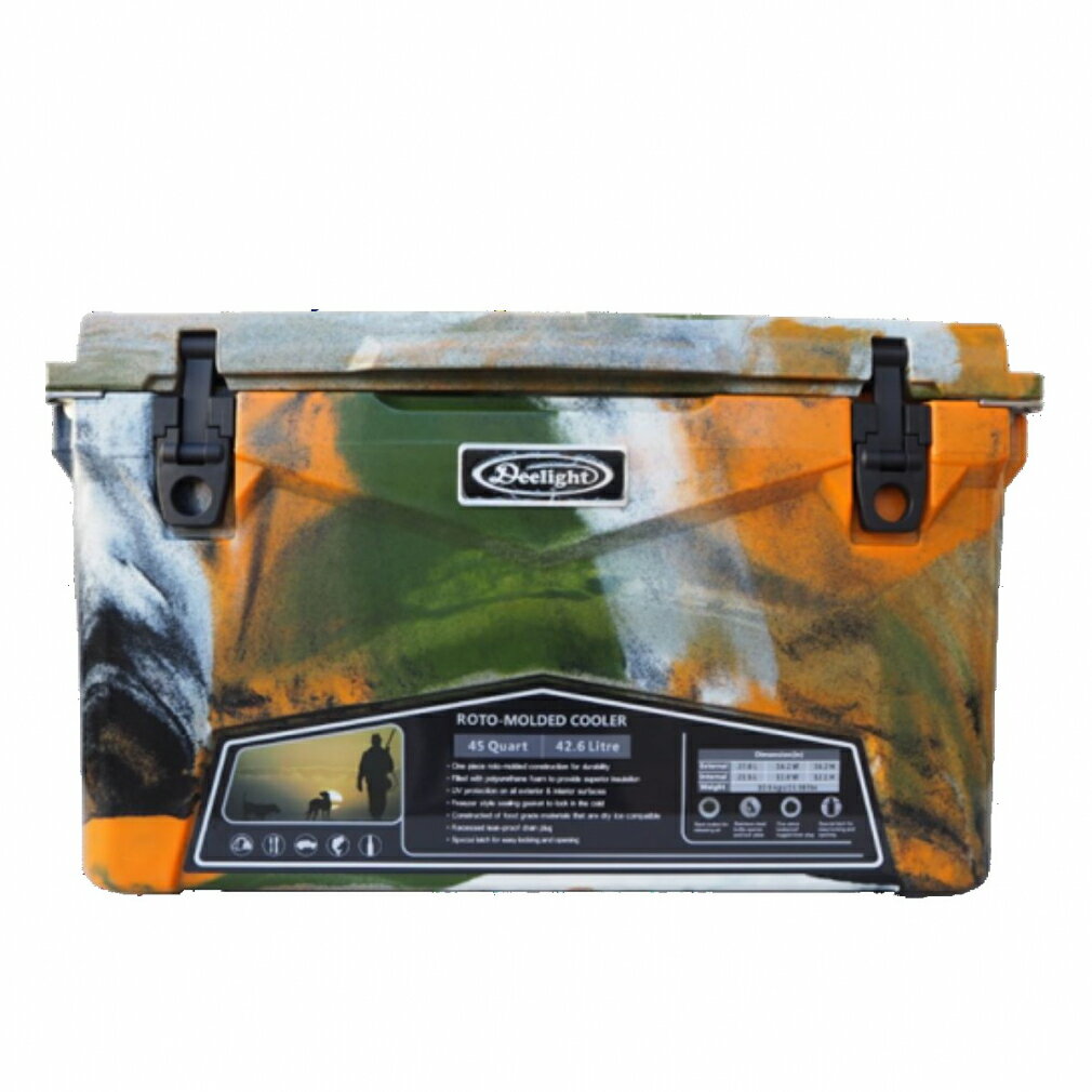 5/25限定★抽選で最大100％Pバック ディーライト Iceland cooler 45QT DLIGHT392 キャンプ ハードクーラー : Orange Camo Deelight