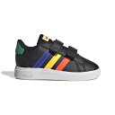 アディダス グランドコート ライフスタイル 面ファスナー HP8918 ベビー キッズ 子供 スニーカー : ブラック×ブルー adidas