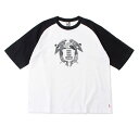 チャムス メンズ アウトドア 半袖Tシャツ オーバーサイズドチャムリークルーラグランTシャツ CH01-2182 K004 : ブラック×ホワイト CHUMS