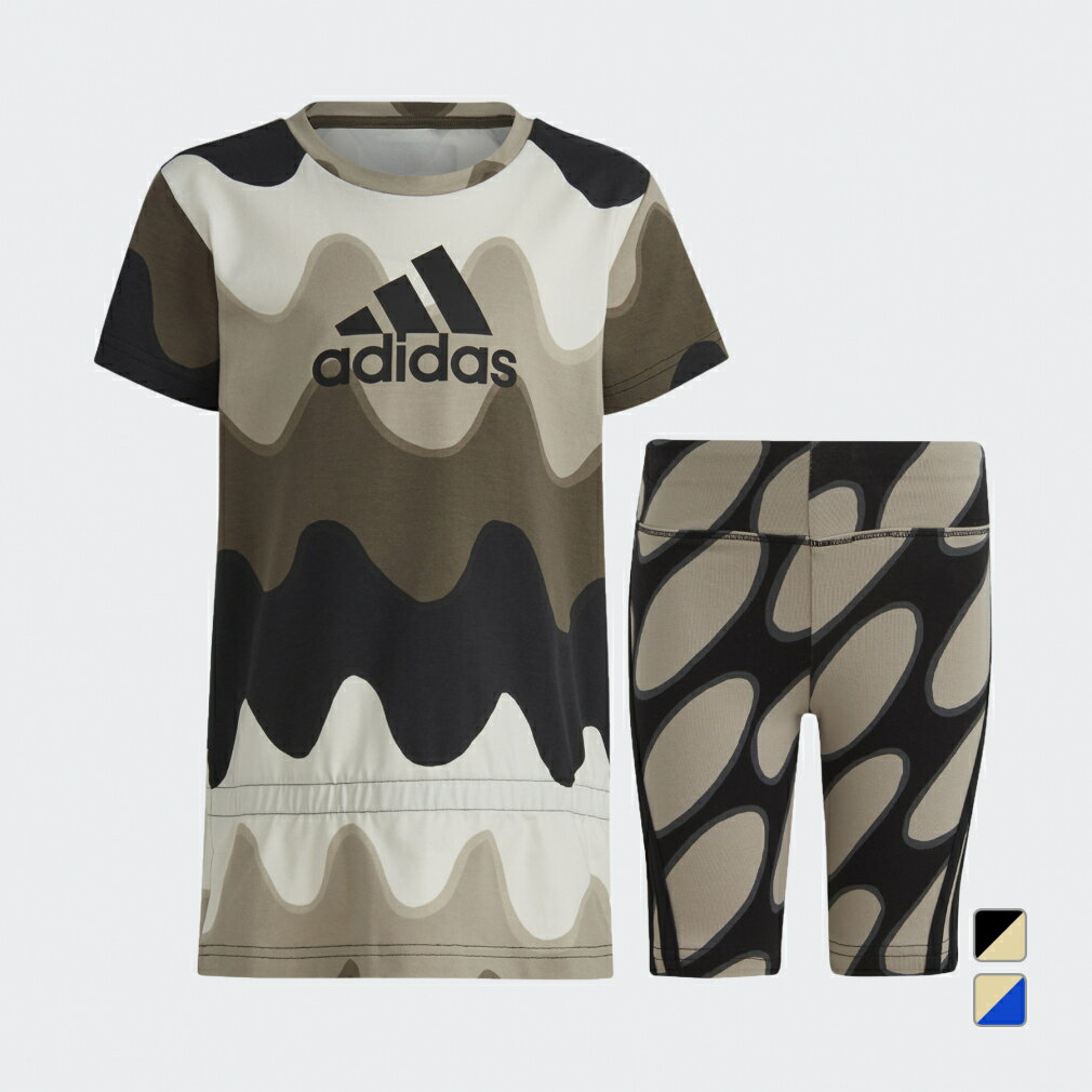 最大10％OFFクーポン 【5/20 0:00〜23:59】 アディダス ADIDAS × MARIMEKKO マリメッコ ジュニア キッズ 子供 Tシャツ ハーフパンツセット 総柄プリント ECH25 IC3665 IC3666 スポーツウェア adidas