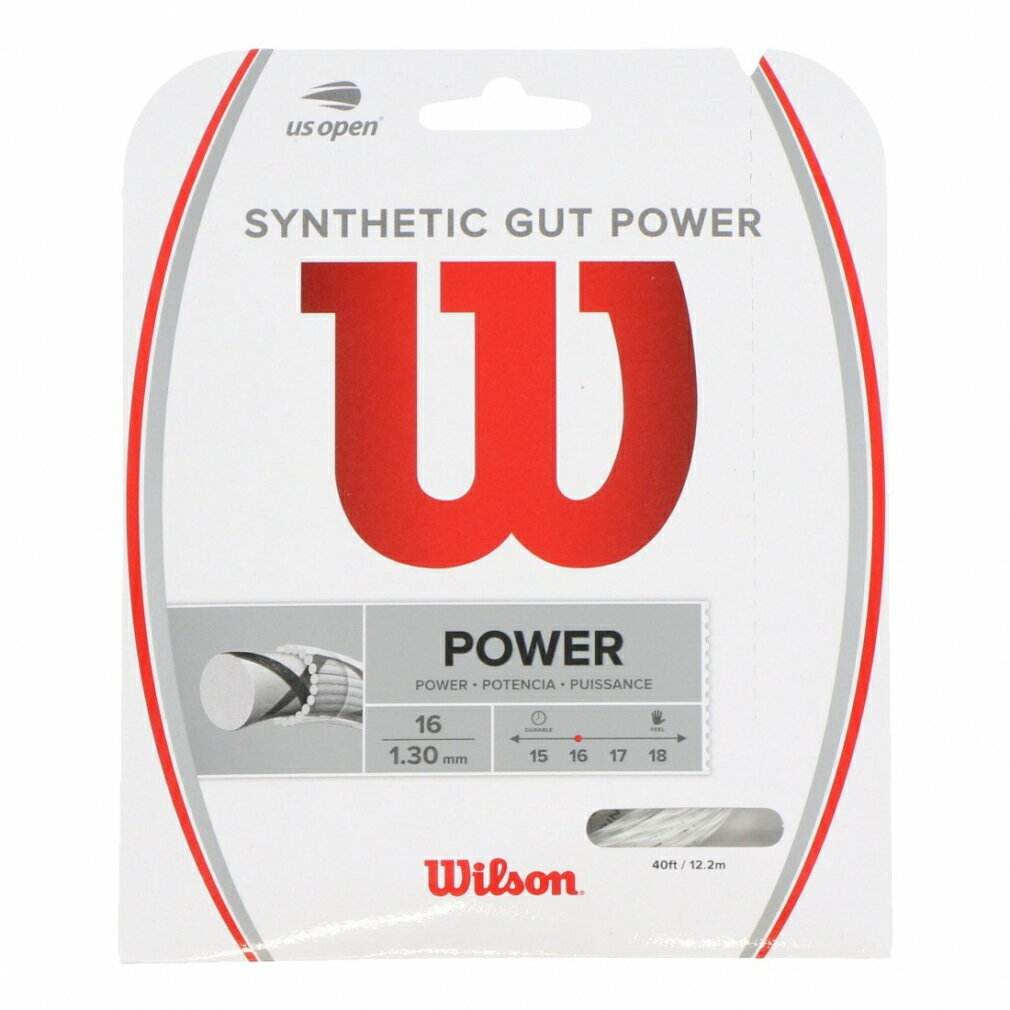 ガット 最大10％OFFクーポン 【5/30 0:00〜23:59】 ウイルソン SYNTHETIC GUT POWER 16 WH シンセティックガット パワー16 ホワイト WRZ945100 硬式テニス ストリング Wilson