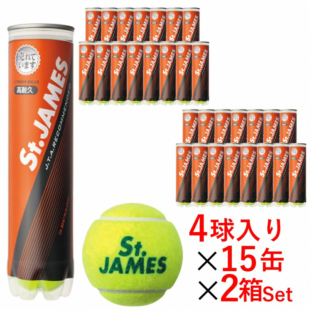 最大10％OFFクーポン  ダンロップ St.JAMES セント・ジェームス 4球×15缶×2箱(120球) DFCPFYLP4T 硬式テニス プレッシャーボール プレッシャーライズド テニスボール DUNLOP