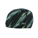 最大10%OFFクーポン 【8/15~8/20】 フィラ 幾何柄プリントキャップ 314-621 水泳 : ブラック×グリーン FILA