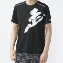 最大10%OFFクーポン 【8/15~8/20】 ティゴラ メンズ 陸上/ランニング 半袖Tシャツ(走るグラフィック) UVカット TR-3R1284TS : ブラック TIGORA