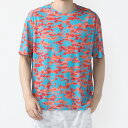 ティゴラ メンズ レディス 陸上/ランニング 半袖Tシャツ 柄ビッグ半袖Tシャツ TR-3R3204TS : エメラルドグリーン×ピンク TIGORA