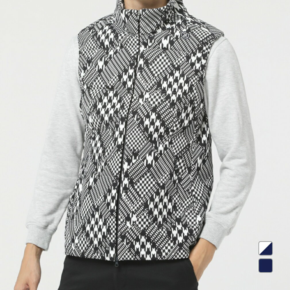 最大10％OFFクーポン 【10/14〜10/20】 パーリーゲイツ ゴルフウェア 中綿ベスト 秋 冬 TEXBRID 20GダンボールJQ 千鳥柄 (0533258901) メンズ PEARLY GATES