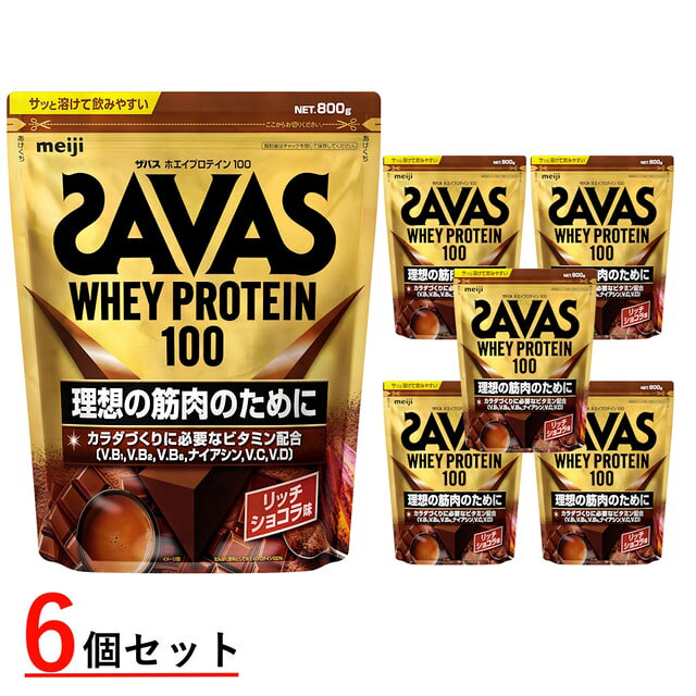 10/18 限定★抽選で最大100％Pバック ザバス ホエイプロテイン100 リッチショコラ味 800g×6袋 6個セット まとめ売り CZ7459 2634070 WHEY PROTEIN100 SAVAS