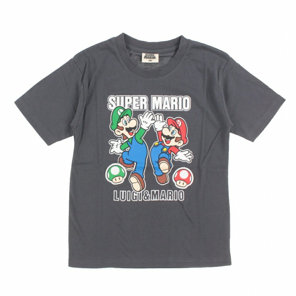 最大10％OFFクーポン  ファインプラス ジュニア キッズ 子供 半袖 Tシャツ マリオ KIDS キノコワッペン Tシャツ 22863190 60 スポーツウェア ： ブラック FINE PLUS