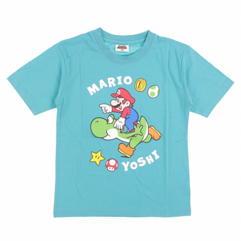 最大10％OFFクーポン  ファインプラス ジュニア キッズ 子供 半袖 Tシャツ マリオ KIDS キノコワッペン Tシャツ 22863190 29 スポーツウェア ： エメラルドグリーン FINE PLUS