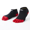 ニシ メンズ レディス 陸上/ランニング ソックス アスリート5フィンガー レーシングソックス 5 FINGER SOCKS N22-007 機能性ソックス ブラック×レッド NISHI(4)