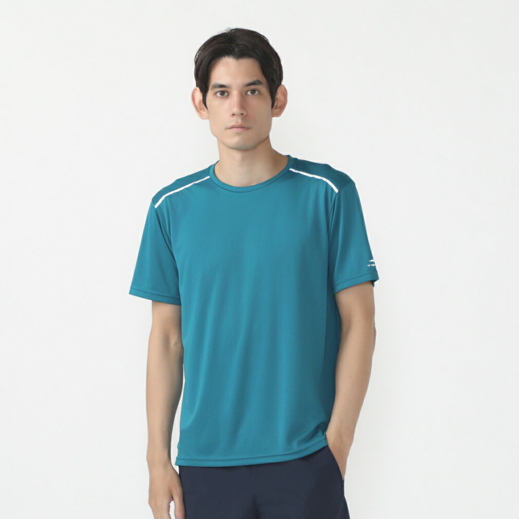 最大10%OFFクーポン 【5/23〜5/27】 ティゴラ メンズ 陸上/ランニング 半袖Tシャツ メンズ無地半袖Tシャツ UVカット TR-3R1204TS : ピーコックブルー TIGORA
