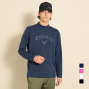 Callaway ゴルフウェア 長袖シャツ 秋 冬 ロゴプリントストレッチ天竺長袖モックネックシャツ (C23233108)