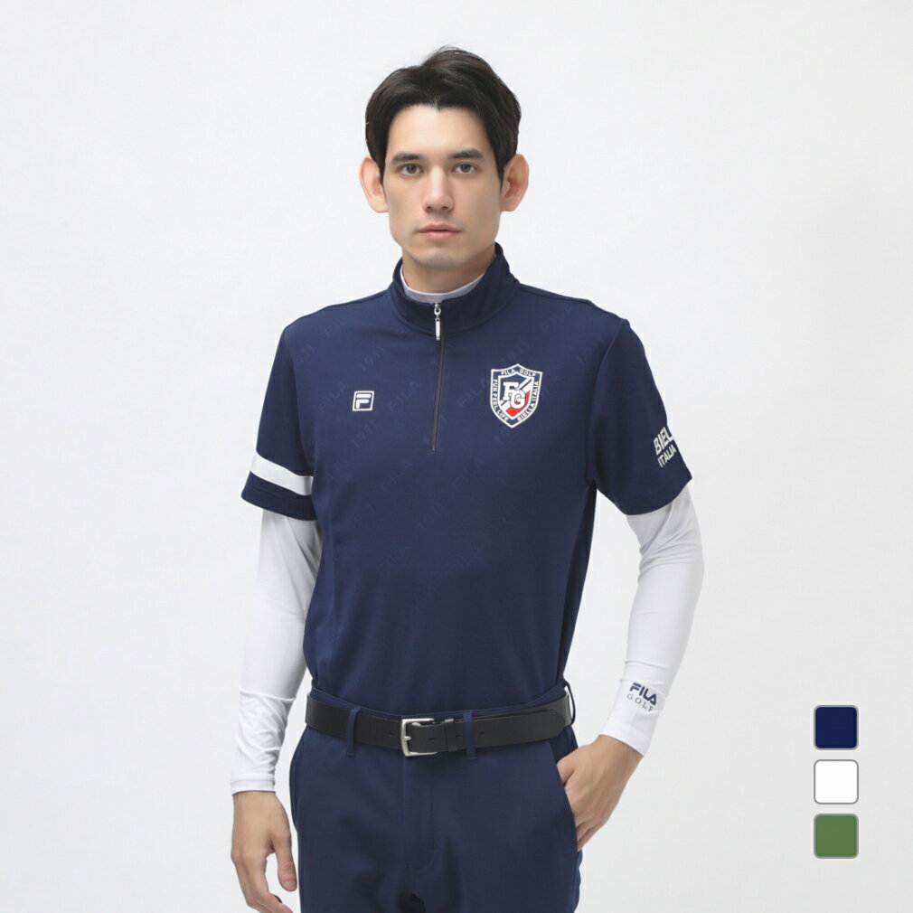 最大10%OFFクーポン 【11/20〜11/27】 フィラ ゴルフウェア セットシャツ 秋 冬 半袖シャツ+インナーシャツ (783505) メンズ FILA