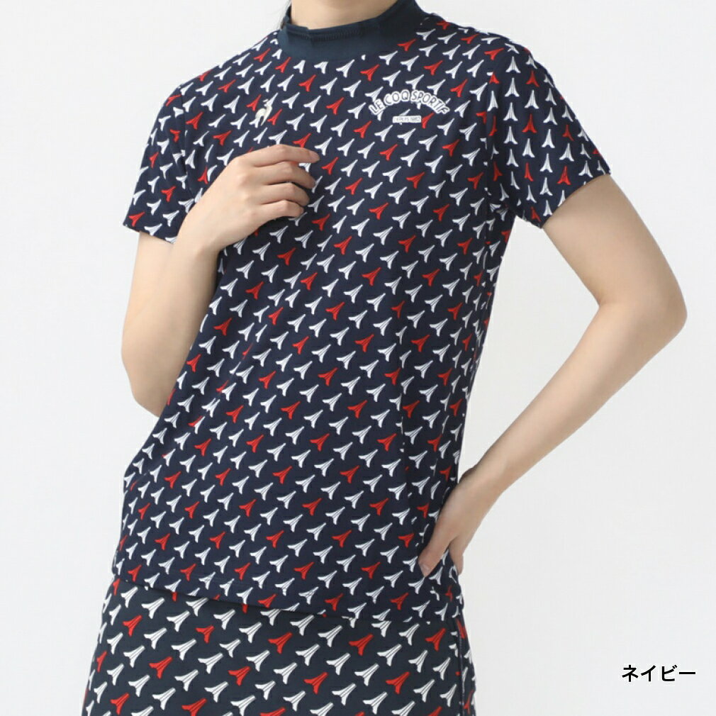 最大10％OFFクーポン 【11/4〜11/11】 ルコックスポルティフ ゴルフ レディース ゴルフウェア 半袖シャツ 春 夏 【ストレッチフォーサー】エッフェル柄モックネックシャツ (QGWXJA05) le coq sportif GOLF