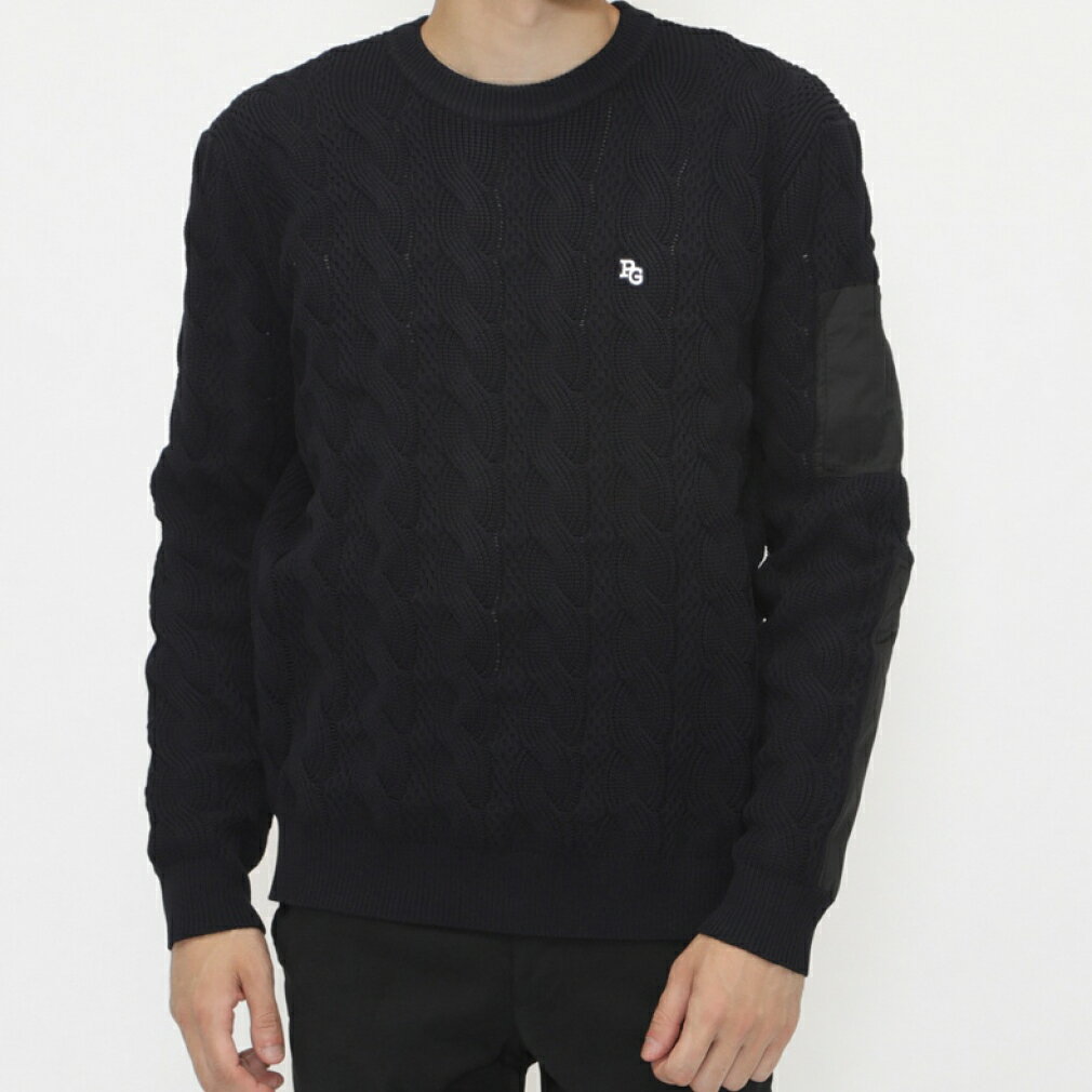 パーリーゲイツ ゴルフウェア 長袖セーター 秋 冬 地柄クルーネックニット中綿プルオーバー (0534270107) メンズ PEARLY GATES