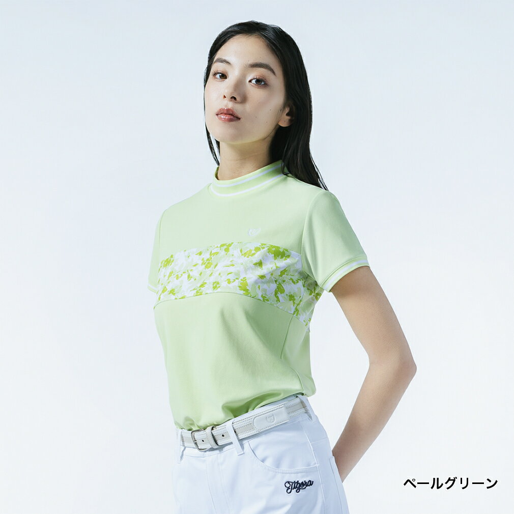 最大10％OFFクーポン 【11/4〜11/11】 ティゴラ レディース ゴルフウェア 半袖シャツ 春 夏 遮熱UVカット鹿の子柄切替半袖モックシャツ (TR-1H2135H) TIGORA