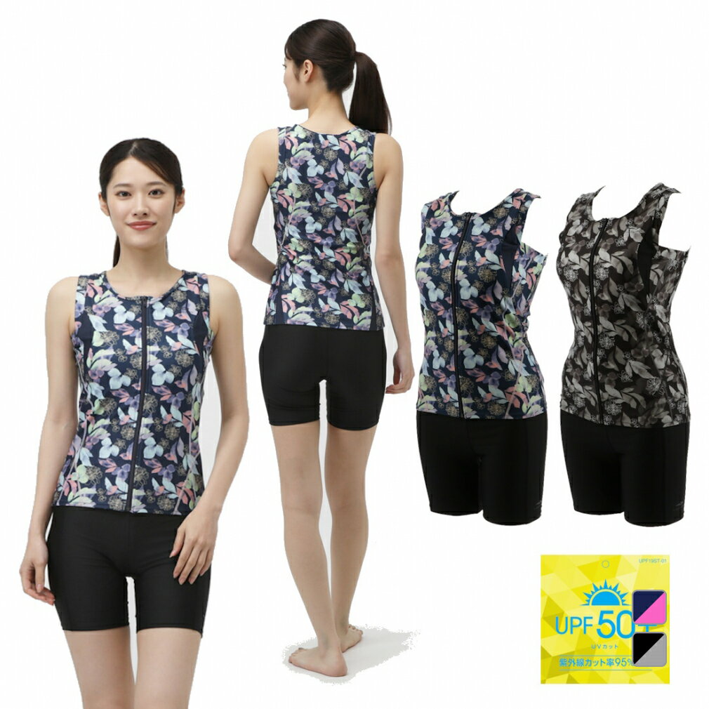 11/25限定★抽選で最大100%Pバック ティゴラ レディス フィットネス水着 ノースリーブセット ボタニカルプリント TR-3S2085SS 水着セット 上...