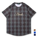 最大10%OFFクーポン 【7/4〜7/11】 アーチ メンズ レディス バスケットボール 半袖Tシャツ cursive logo plaid tee DRY ...