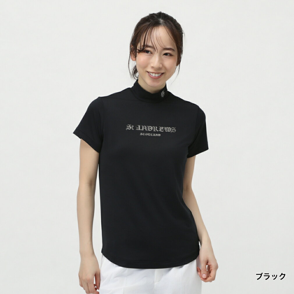 11/18限定★抽選で最大100％Pバック セントアンドリュース レディース ゴルフウェア 半袖シャツ 春 夏 カチオンポリエステルベア天半袖ハイネック (0435167352) St ANDREWS