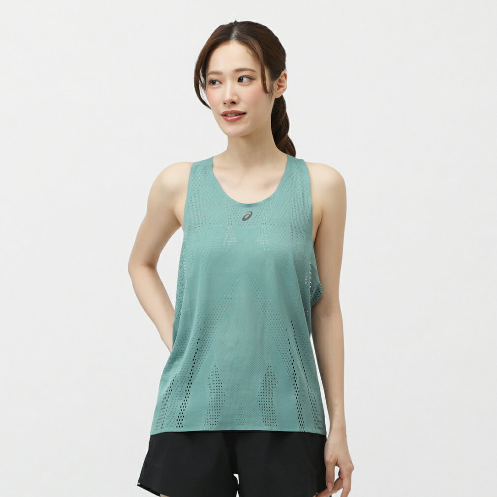 最大10%OFFクーポン 【4/14〜4/20】 アシックス レディス 陸上/ランニング タンクトップ METARUN TANK 2012C973 シングレット ノースリーブシャツ : グリーン asics