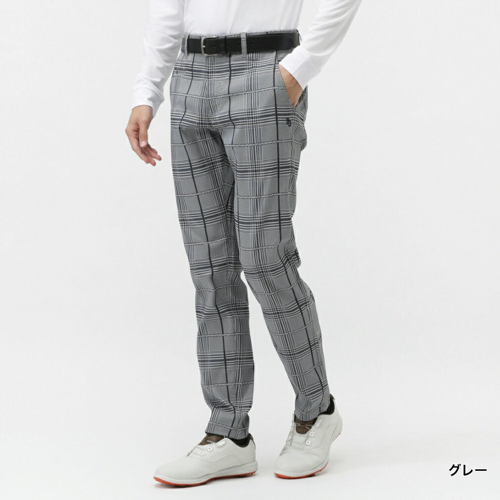 11/10限定★抽選で最大100％Pバック パーリーゲイツ ゴルフウェア スラックス 春 夏 先染Peチェック×ロゴJQ (0535131203) メンズ PEARLY GATES