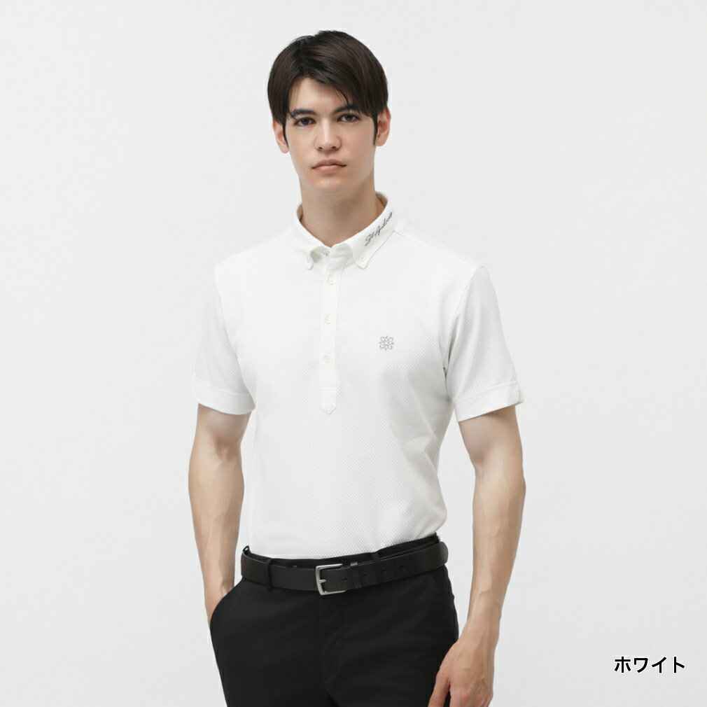 11/1限定★抽選で最大100％Pバック セントアンドリュース ゴルフウェア 半袖シャツ 春 夏 デルタ格子ジャガード半袖シャツ (0425160551) メンズ St ANDREWS