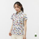 ルコックスポルティフ ゴルフ レディース ゴルフウェア 半袖シャツ 春 夏 カラーブロック総柄半袖シャツ (LG5SHS07L) le coq sportif GOLF