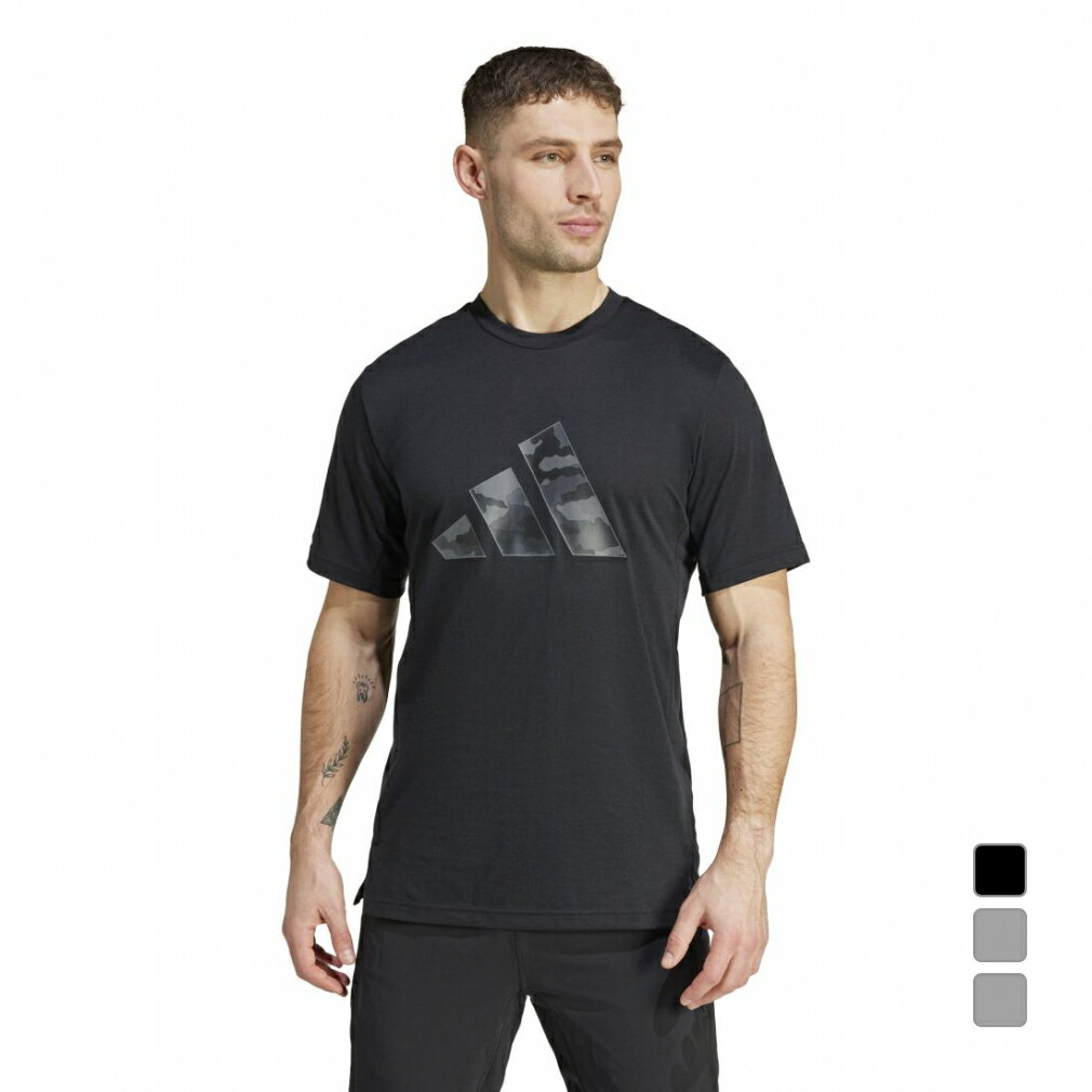 11/25限定★抽選で最大100%Pバック アディダス メンズ 半袖 機能 Tシャツ トレイン エッセンシャルズ カモグラフィック ロゴ 半袖Tシャツ JUA0...