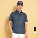 キャロウェイ ゴルフウェア 半袖シャツ 春 夏 かざあなボタニカルプリントメッシュカノコシャツ (C25134119) メンズ Callaway