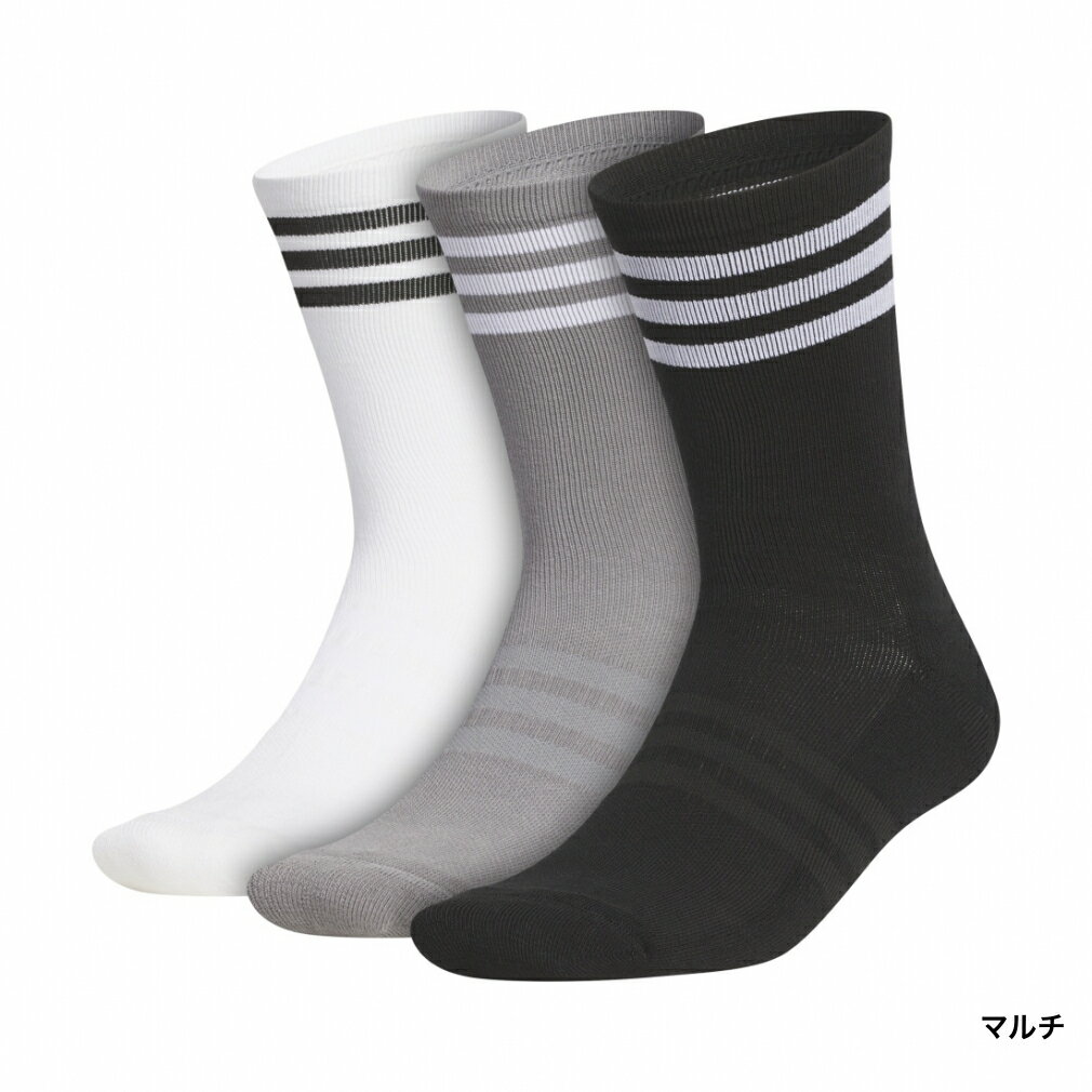 11/18限定★抽選で最大100％Pバック アディダス ゴルフウェア ソックス 春 夏 3P クルー丈 クッションソックス (EFC87) メンズ adidas