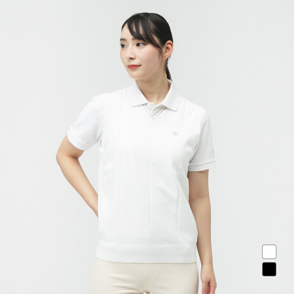 最大10％OFFクーポン 【11/20〜11/27】 セントアンドリュース レディース ゴルフウェア ベスト 秋 冬 14G天竺×ケーブルニットベスト (0435273852) St ANDREWS