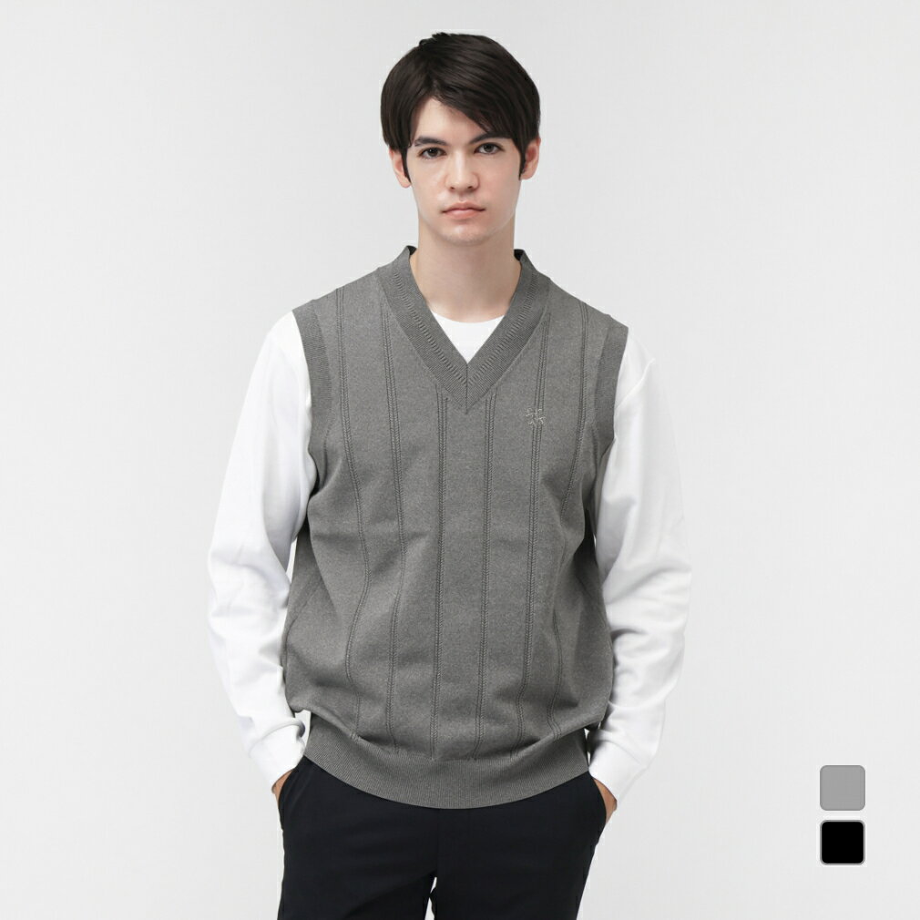 11/18限定★抽選で最大100％Pバック セントアンドリュース ゴルフウェア ベスト 秋 冬 14G天竺×ケーブルニットベスト (0425273851) メンズ St ANDREWS