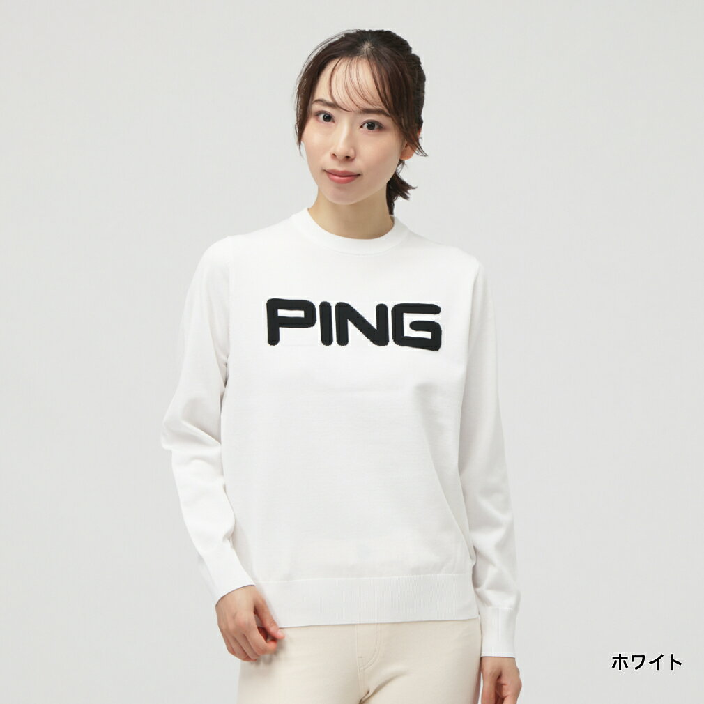 11/18限定★抽選で最大100％Pバック ピン レディース ゴルフウェア 長袖セーター 秋 冬 10カラークルーネックニット (6225270902) PING